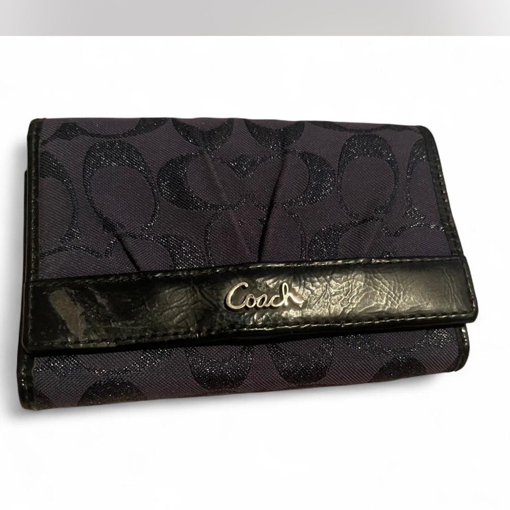 Coach Black and Purple Signature Wallet - Picture 1 of 6